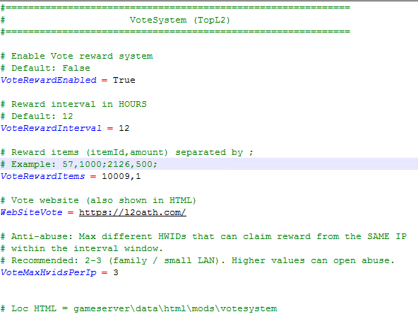Configuração do VoteSystem